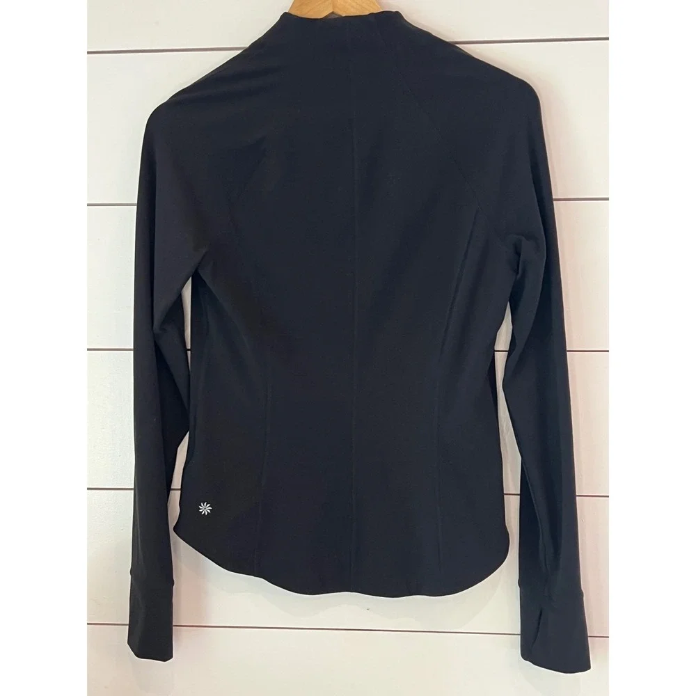 Athleta Salutation Jacket Black Full Zip Yoga Training Mock Neck Small active